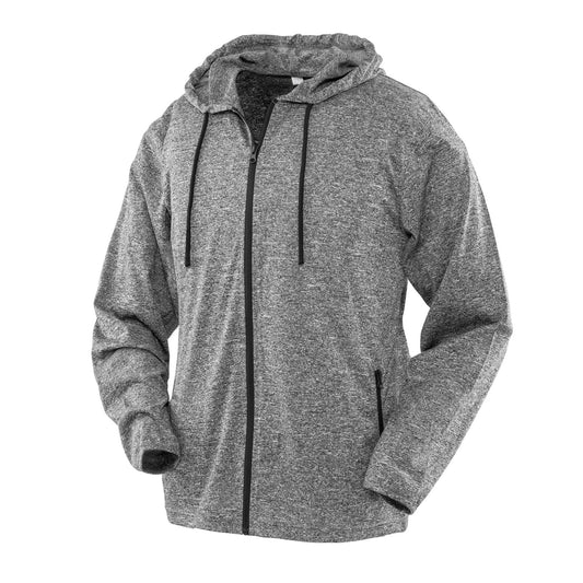 Grey-Black - Front - Spiro Womens-Ladies Hooded Fitness Jacket