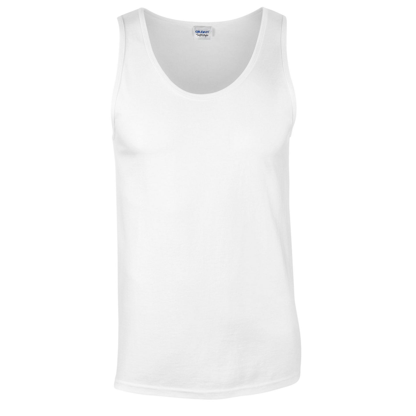 White - Front - Gildan Mens Plain Soft Tank Top