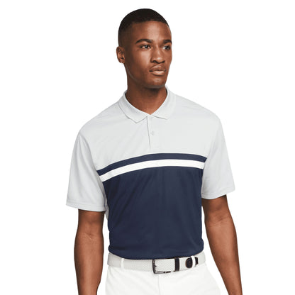 Light Smoke Grey-Obsidian Blue - Side - Nike Mens Victory Dri-FIT Golf Polo Shirt