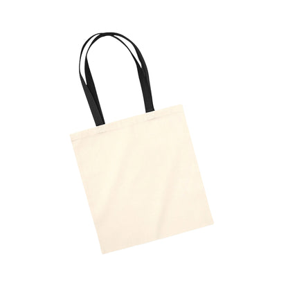 Natural-Black - Back - Westford Mill EarthAware Organic Bag For Life Contrast Tote Bag