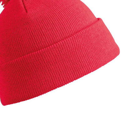 Red - Back - Result Childrens-Kids Winter Essentials Pom Pom Beanie
