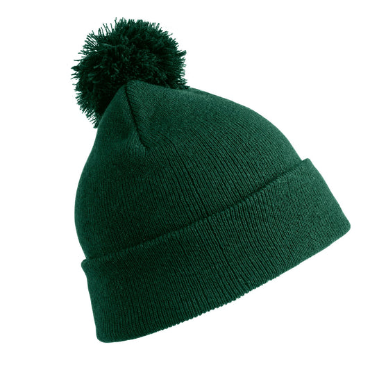 Bottle Green - Front - Result Childrens-Kids Winter Essentials Pom Pom Beanie