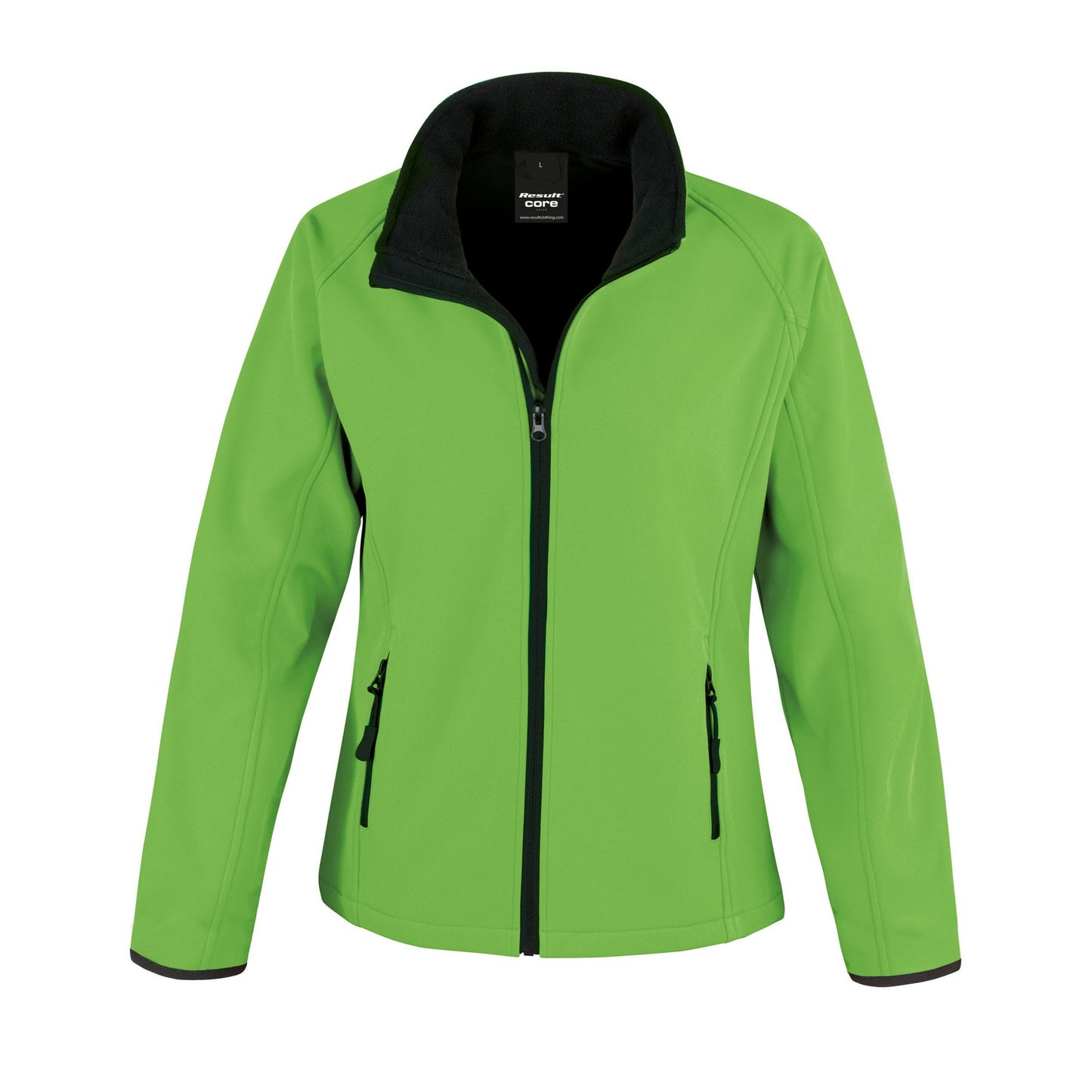Vivid Green-Black - Front - Result Core Womens-Ladies Printable Soft Shell Jacket