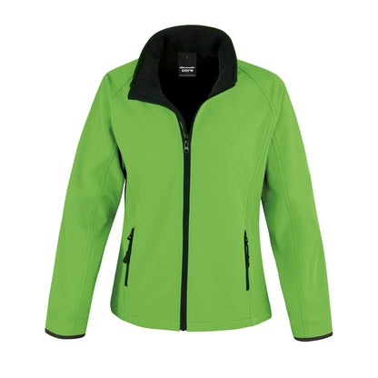 Vivid Green-Black - Front - Result Core Womens-Ladies Printable Soft Shell Jacket