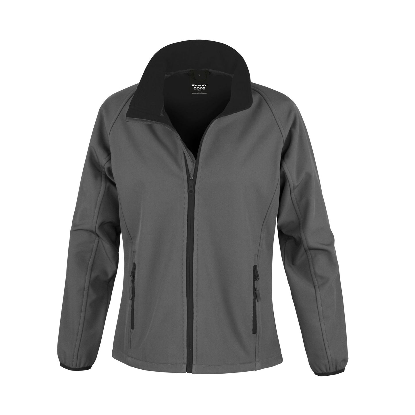 Charcoal-Black - Front - Result Core Womens-Ladies Printable Soft Shell Jacket