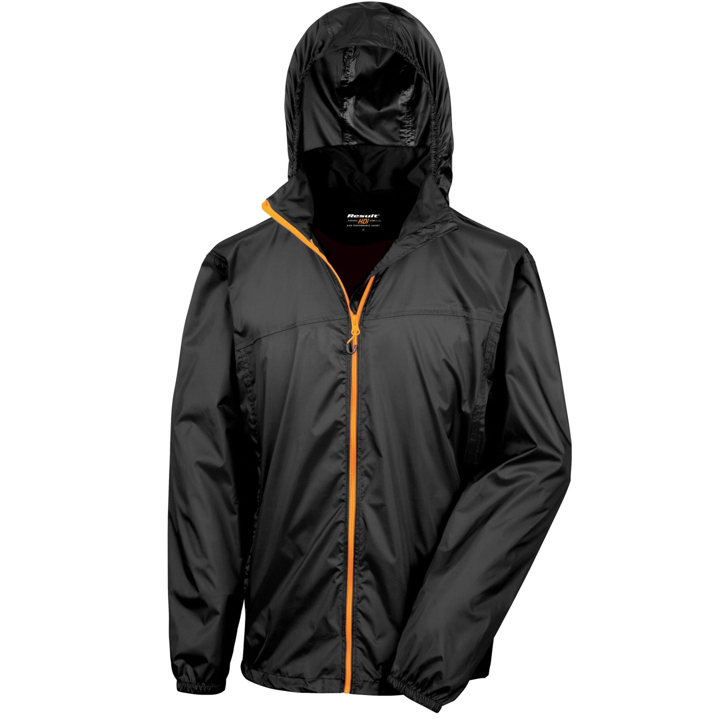 Black-Orange - Front - Result Mens Lightweight Packaway Jacket