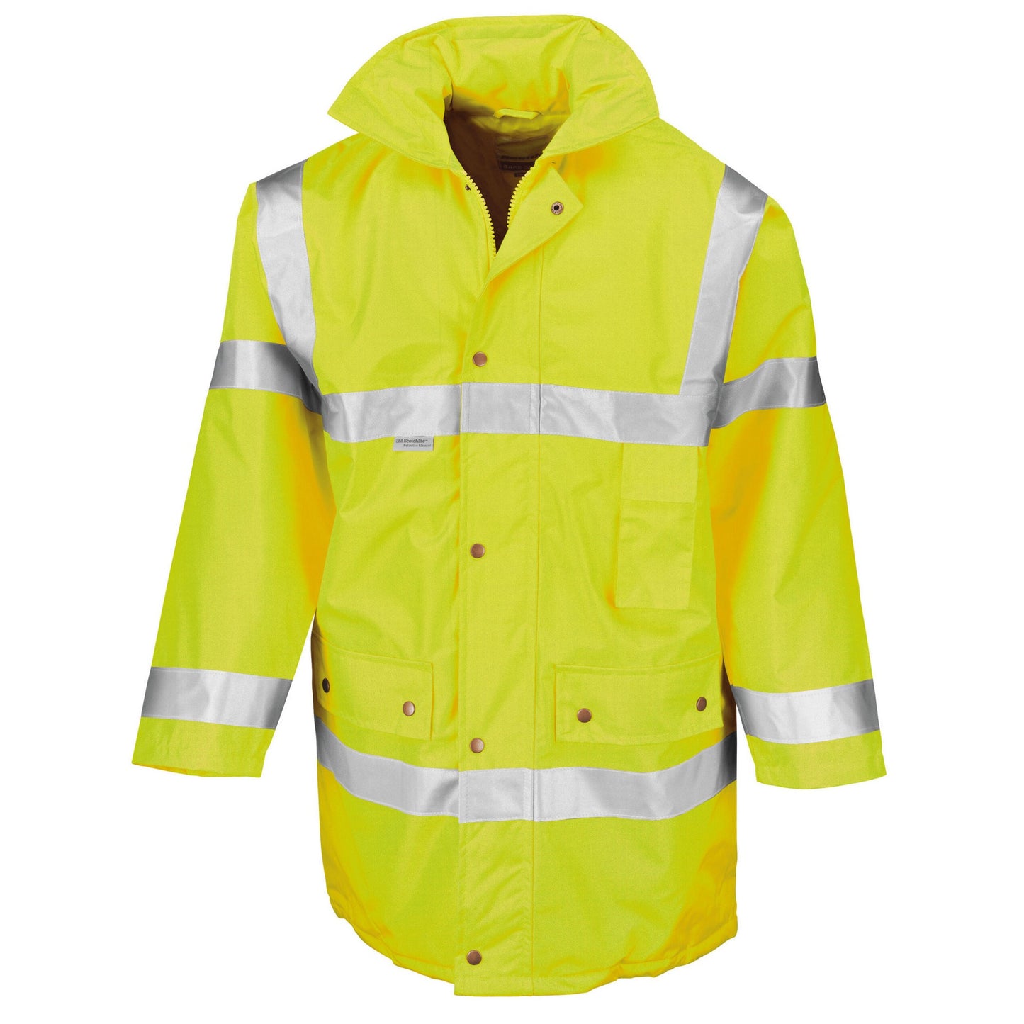 Yellow - Front - SAFE-GUARD by Result Mens Motorway Hi-Vis Coat
