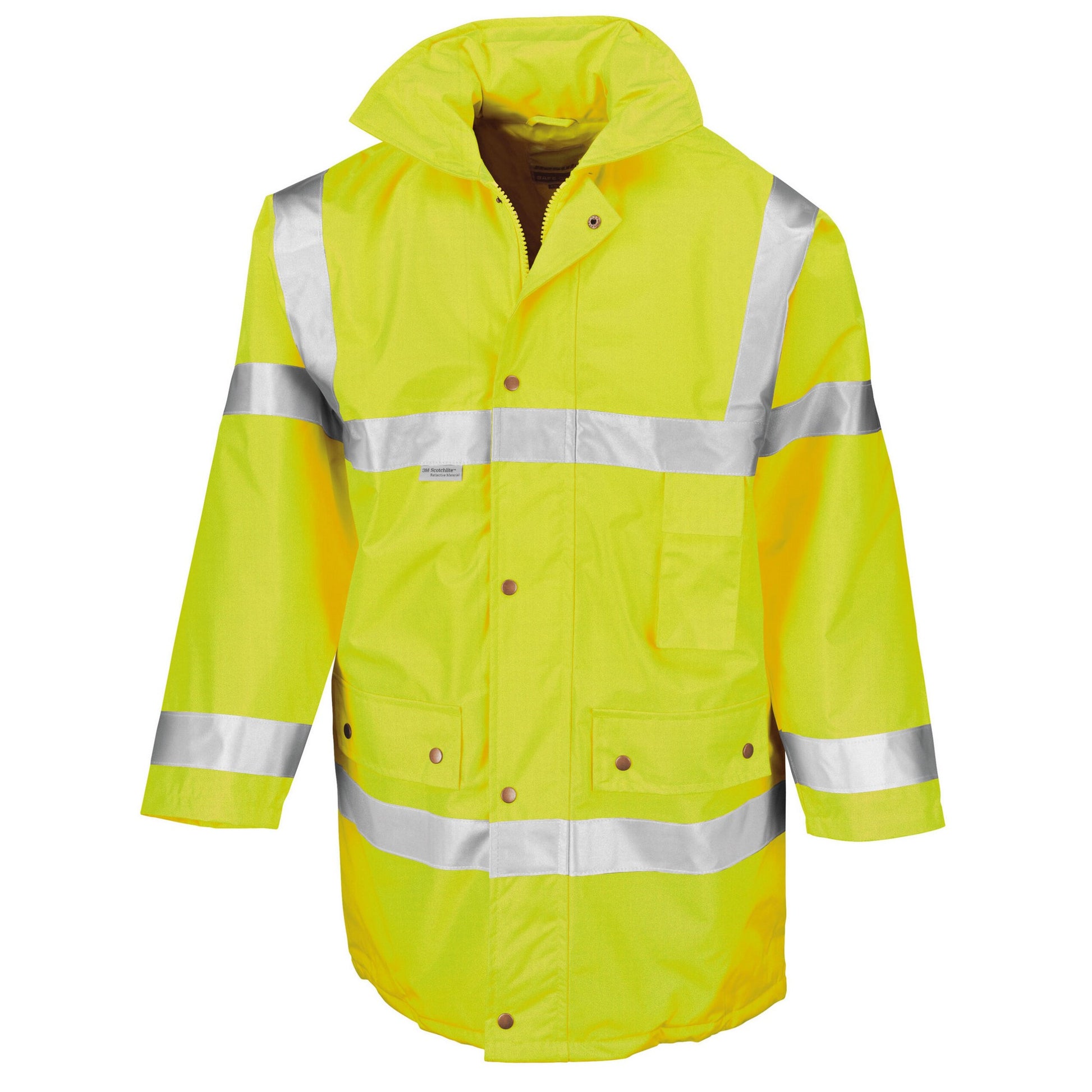Yellow - Front - SAFE-GUARD by Result Mens Motorway Hi-Vis Coat