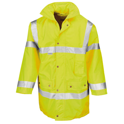 Yellow - Front - SAFE-GUARD by Result Mens Motorway Hi-Vis Coat