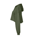 Military Green - Side - Bella + Canvas Womens-Ladies Fleece Crop Hoodie