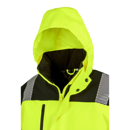 Fluorescent Yellow-Black - Side - SAFE-GUARD by Result Mens Printable Safety Soft Shell Jacket