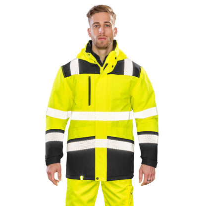 Fluorescent Yellow-Black - Lifestyle - SAFE-GUARD by Result Mens Printable Safety Soft Shell Jacket