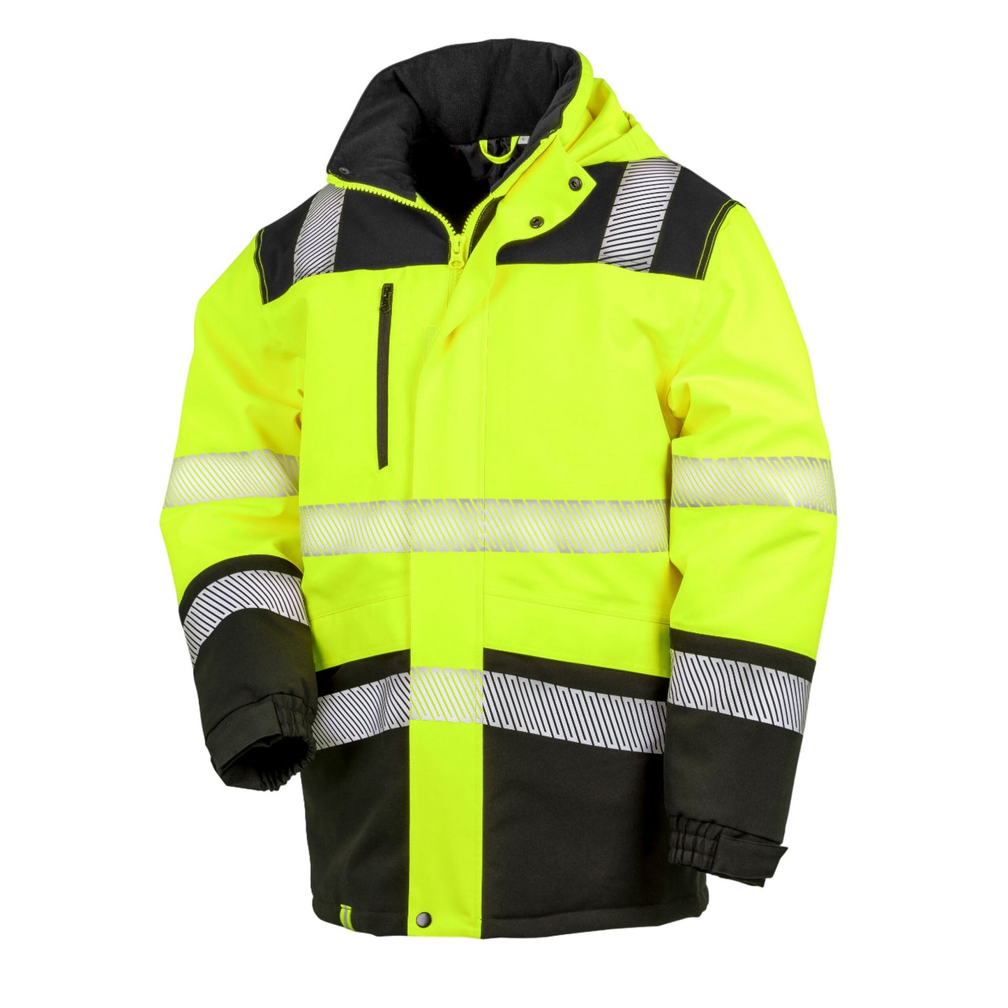 Fluorescent Yellow-Black - Front - SAFE-GUARD by Result Mens Printable Safety Soft Shell Jacket
