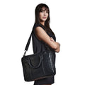 Black - Back - Quadra Slimline Leather-Look PU Laptop Bag