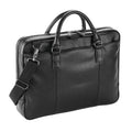Black - Front - Quadra Slimline Leather-Look PU Laptop Bag