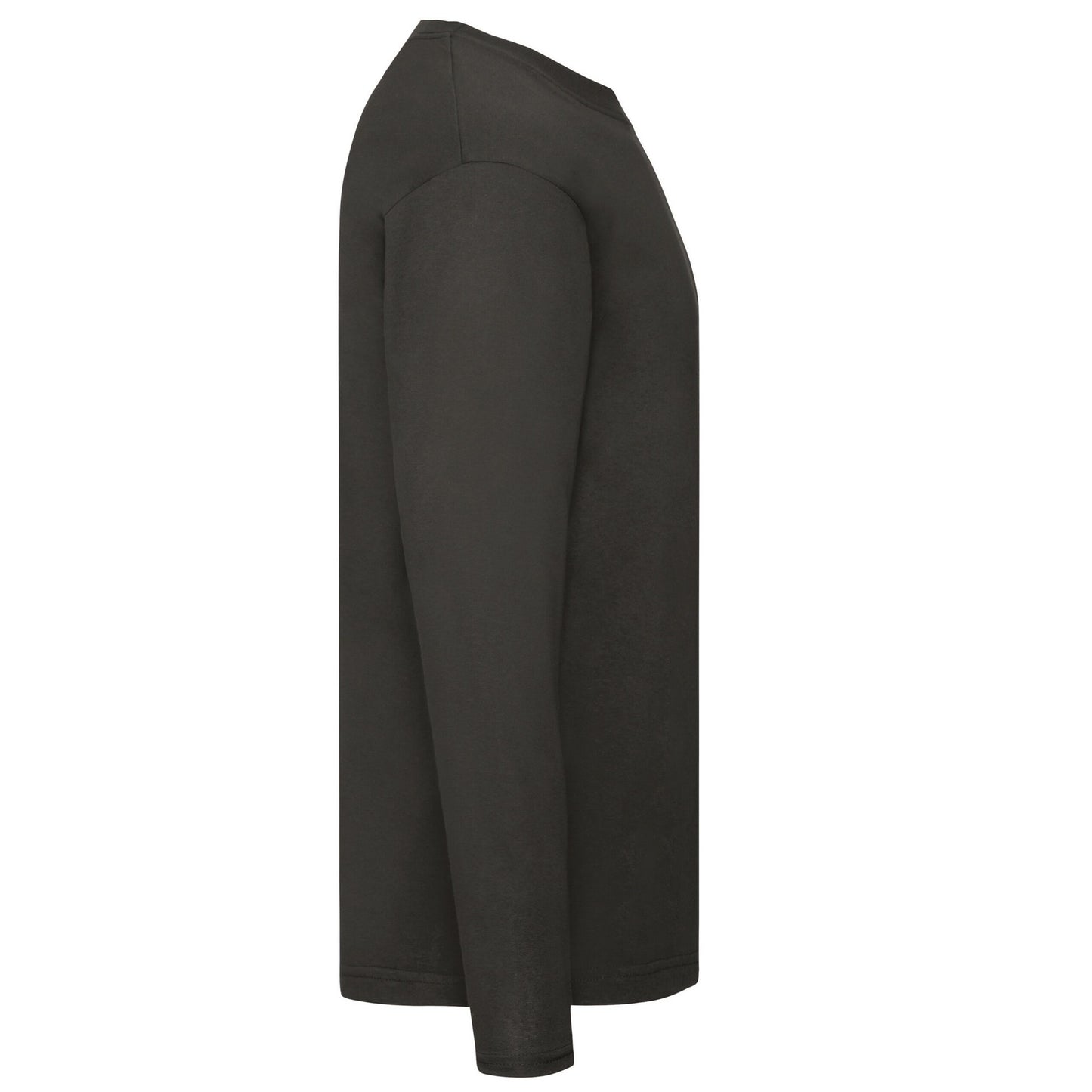 Black - Side - Fruit Of The Loom Mens Original Plain Long-Sleeved T-Shirt