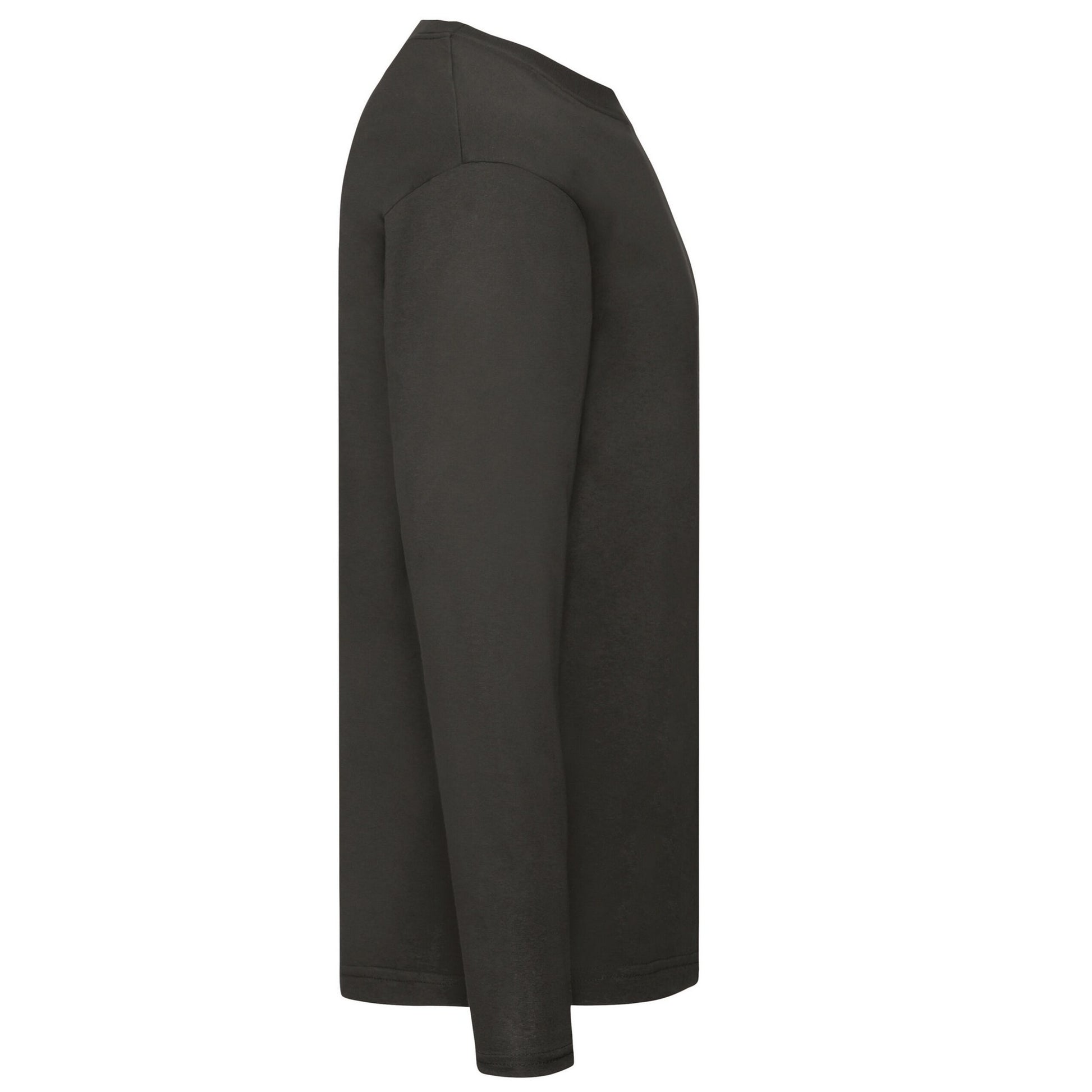 Black - Side - Fruit Of The Loom Mens Original Plain Long-Sleeved T-Shirt