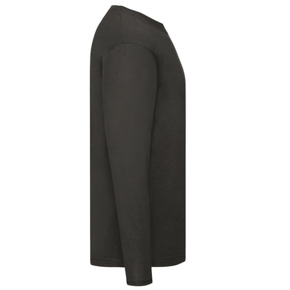 Black - Side - Fruit Of The Loom Mens Original Plain Long-Sleeved T-Shirt