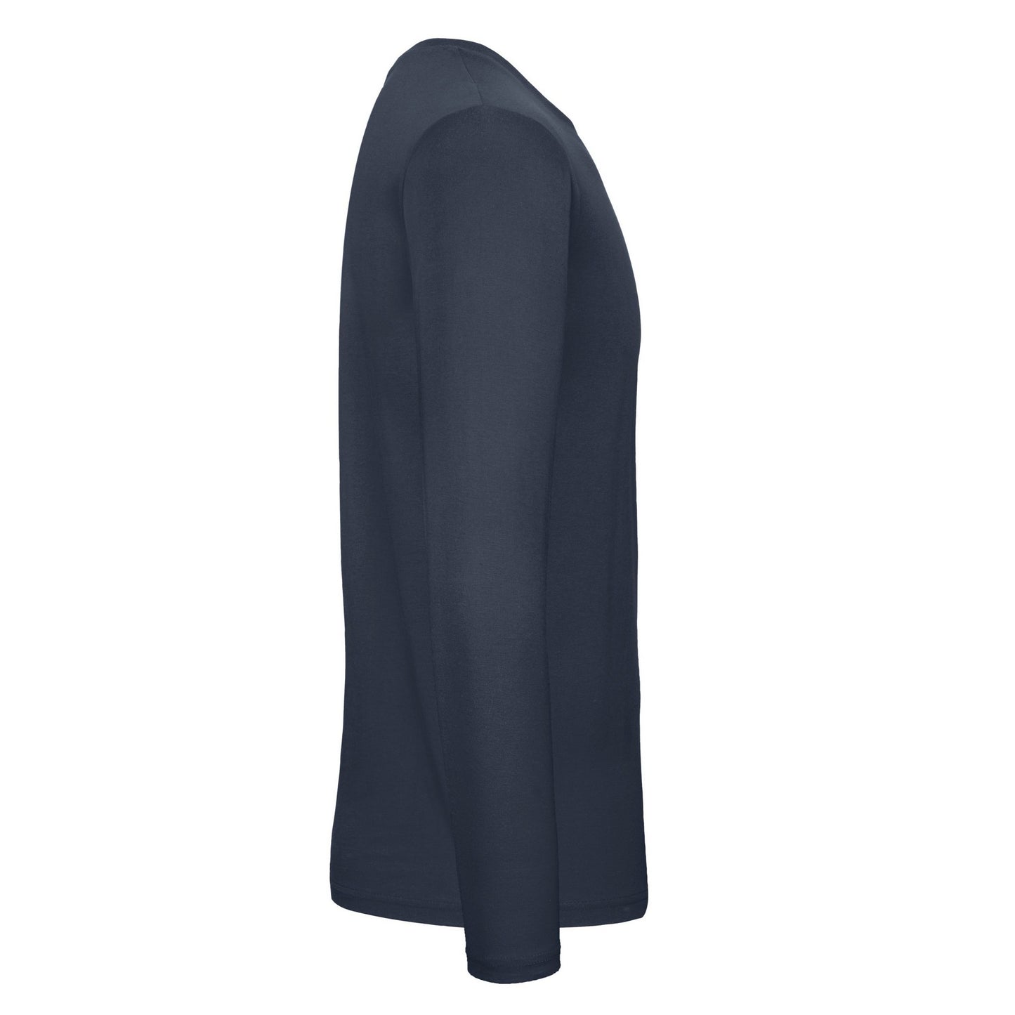 Navy Blue - Side - B&C Mens Round Neck Long-Sleeved T-Shirt