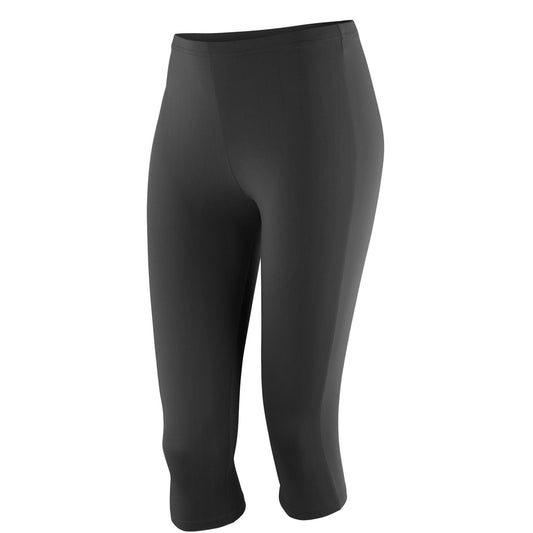 Black - Front - Spiro Impact Womens-Ladies Softex Capri