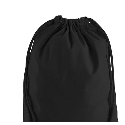 Black - Back - Westford Mill Premium Cotton Drawstring Bag