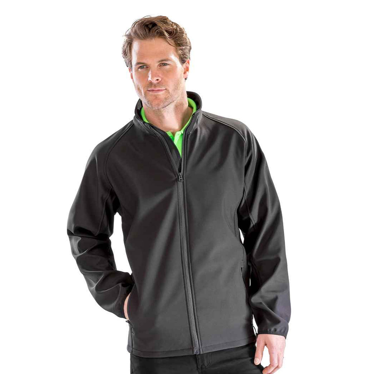 Black - Side - Result Core Mens Printable Soft Shell Jacket