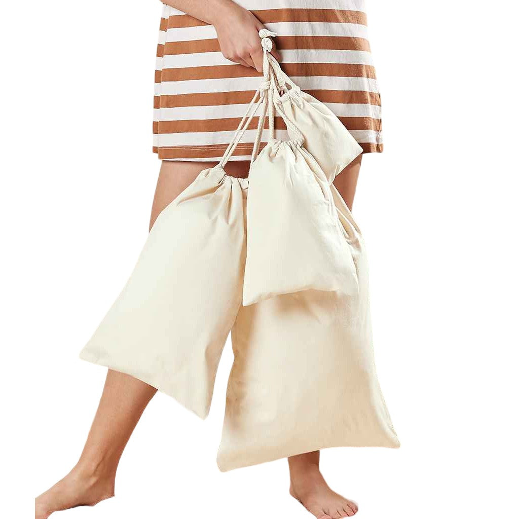 Natural - Side - Westford Mill Premium Organic Drawstring Bag
