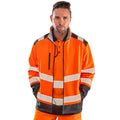 Fluorescent Orange-Black - Side - SAFE-GUARD by Result Mens Ripstop Safety Soft Shell Jacket