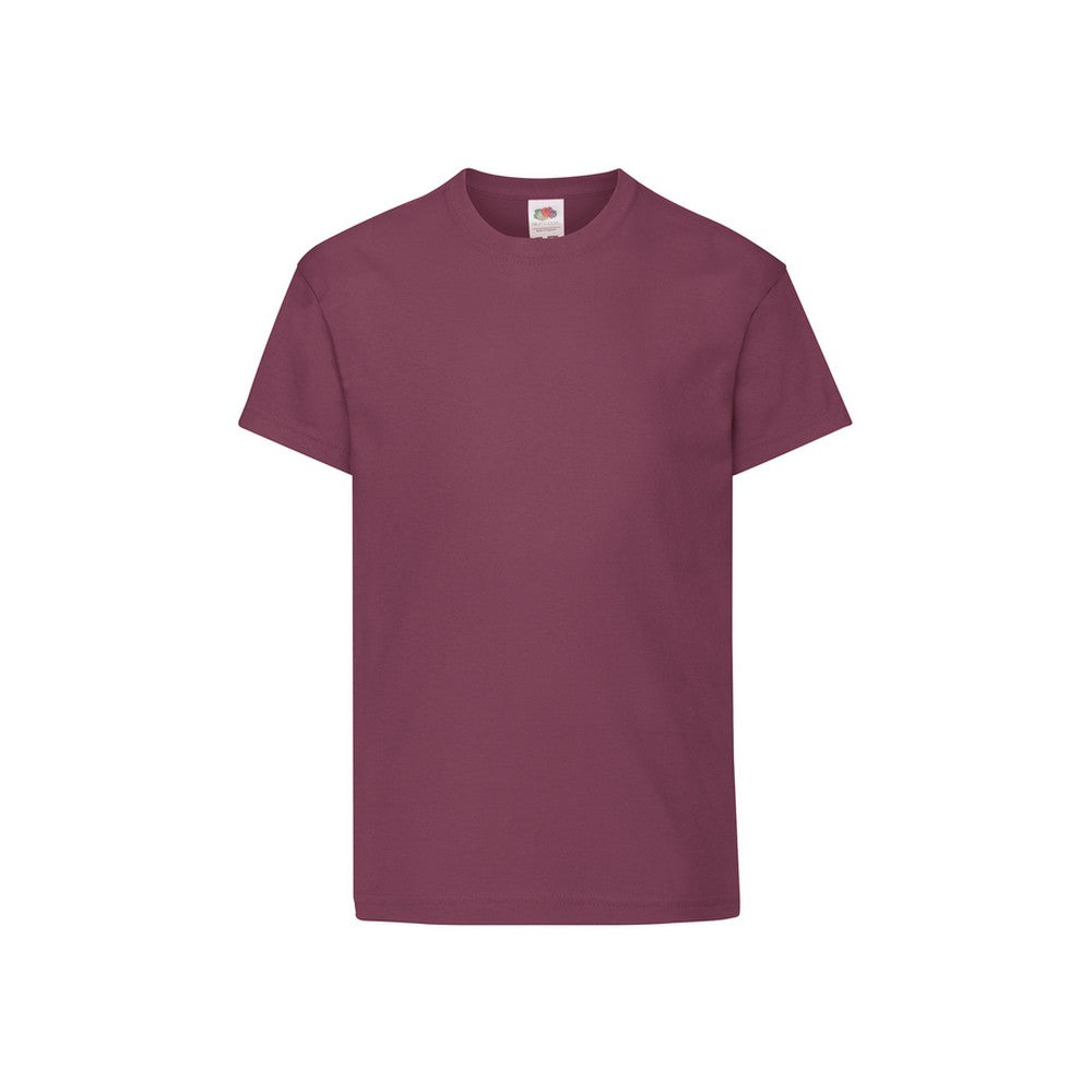 Burgundy - Front - Fruit Of The Loom Childrens-Kids Original T-Shirt