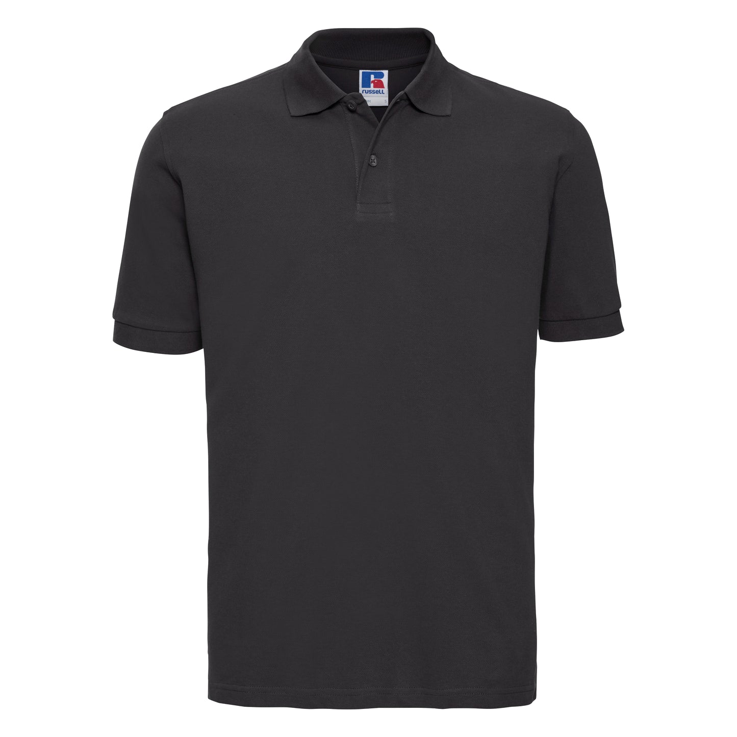 Black - Front - Russell Mens 100% Cotton Short Sleeve Polo Shirt