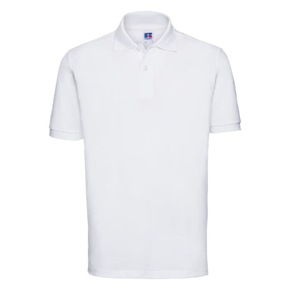 White - Front - Russell Mens 100% Cotton Short Sleeve Polo Shirt