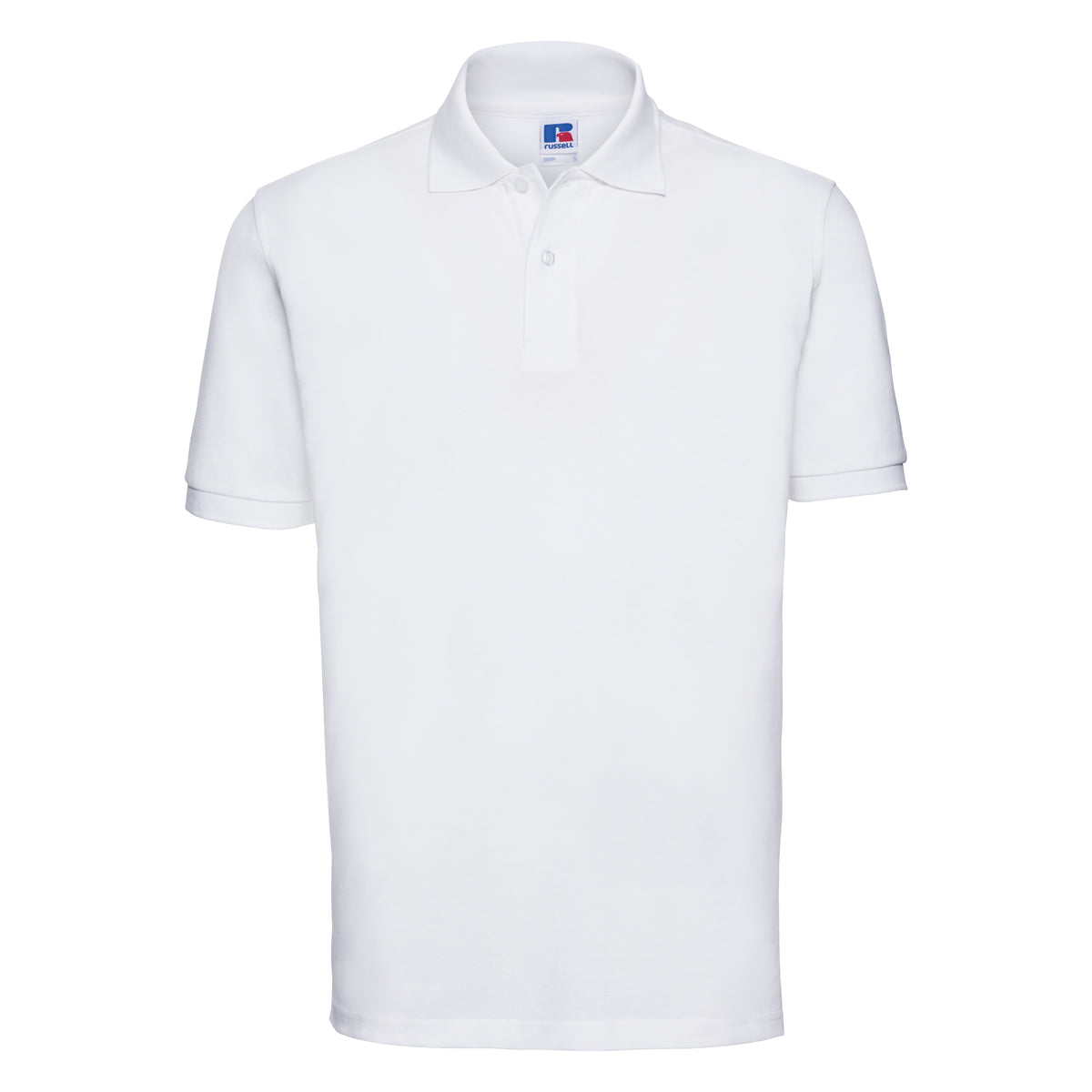 White - Front - Russell Mens 100% Cotton Short Sleeve Polo Shirt
