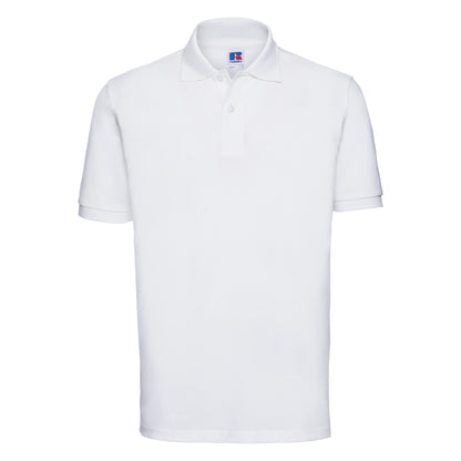 White - Front - Russell Mens 100% Cotton Short Sleeve Polo Shirt