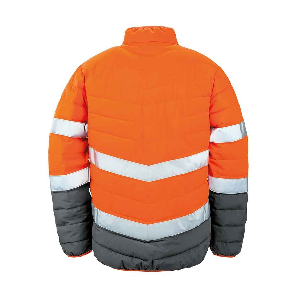 Fluorescent Orange - Back - SAFE-GUARD by Result Mens Hi-Vis Safety Padded Jacket