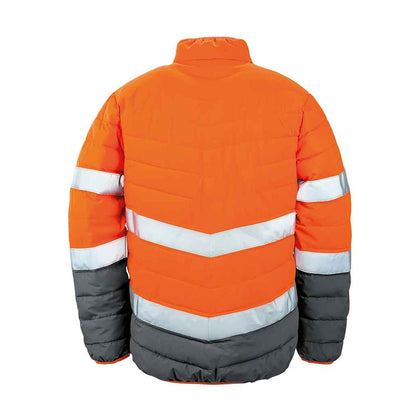 Fluorescent Orange - Back - SAFE-GUARD by Result Mens Hi-Vis Safety Padded Jacket