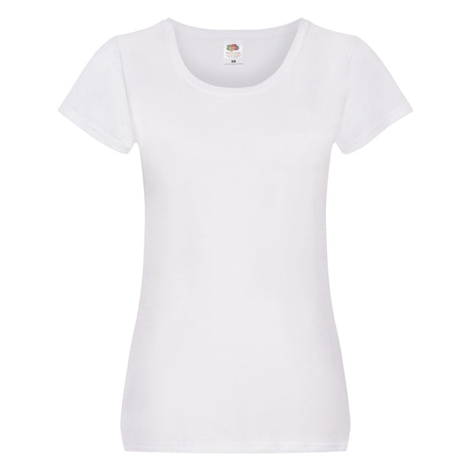White - Front - Fruit of the Loom Womens-Ladies Original Plain Lady Fit T-Shirt