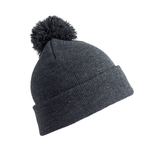 Grey - Front - Result Childrens-Kids Winter Essentials Pom Pom Beanie