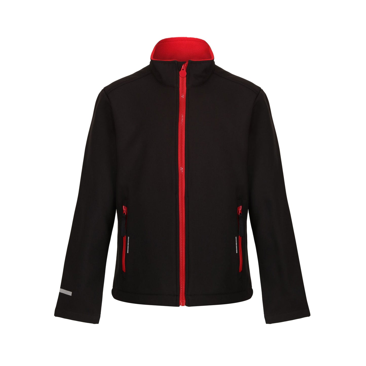 Black-Classic Red - Front - Regjun Childrens-Kids 2 Layer Soft Shell Jacket