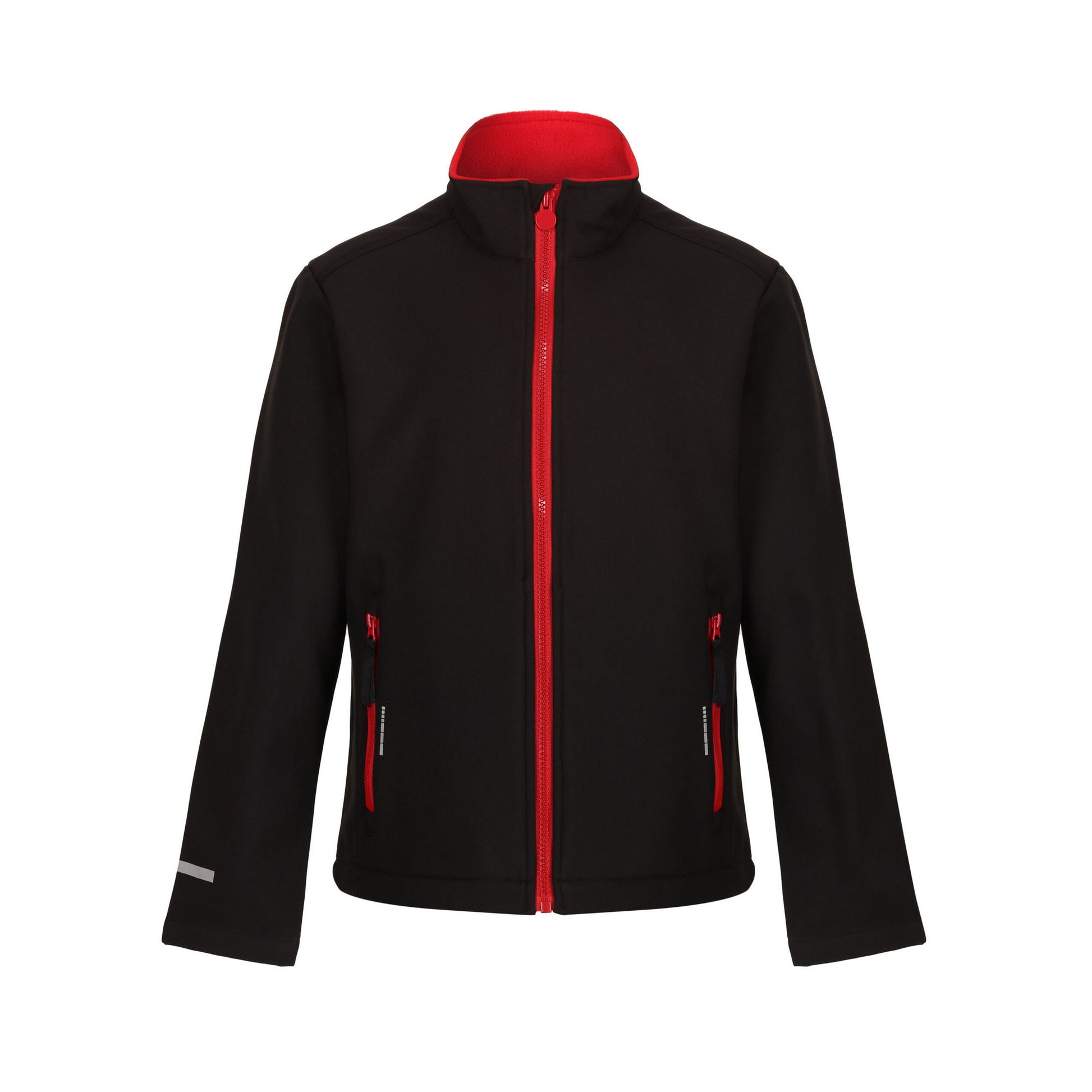 Black-Classic Red - Front - Regjun Childrens-Kids 2 Layer Soft Shell Jacket
