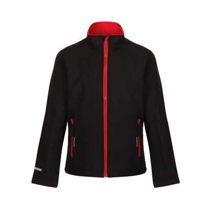 Black-Classic Red - Front - Regjun Childrens-Kids 2 Layer Soft Shell Jacket