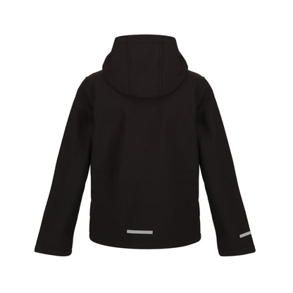 Black-Classic Red - Back - Regjun Childrens-Kids 3 Layer Soft Shell Jacket