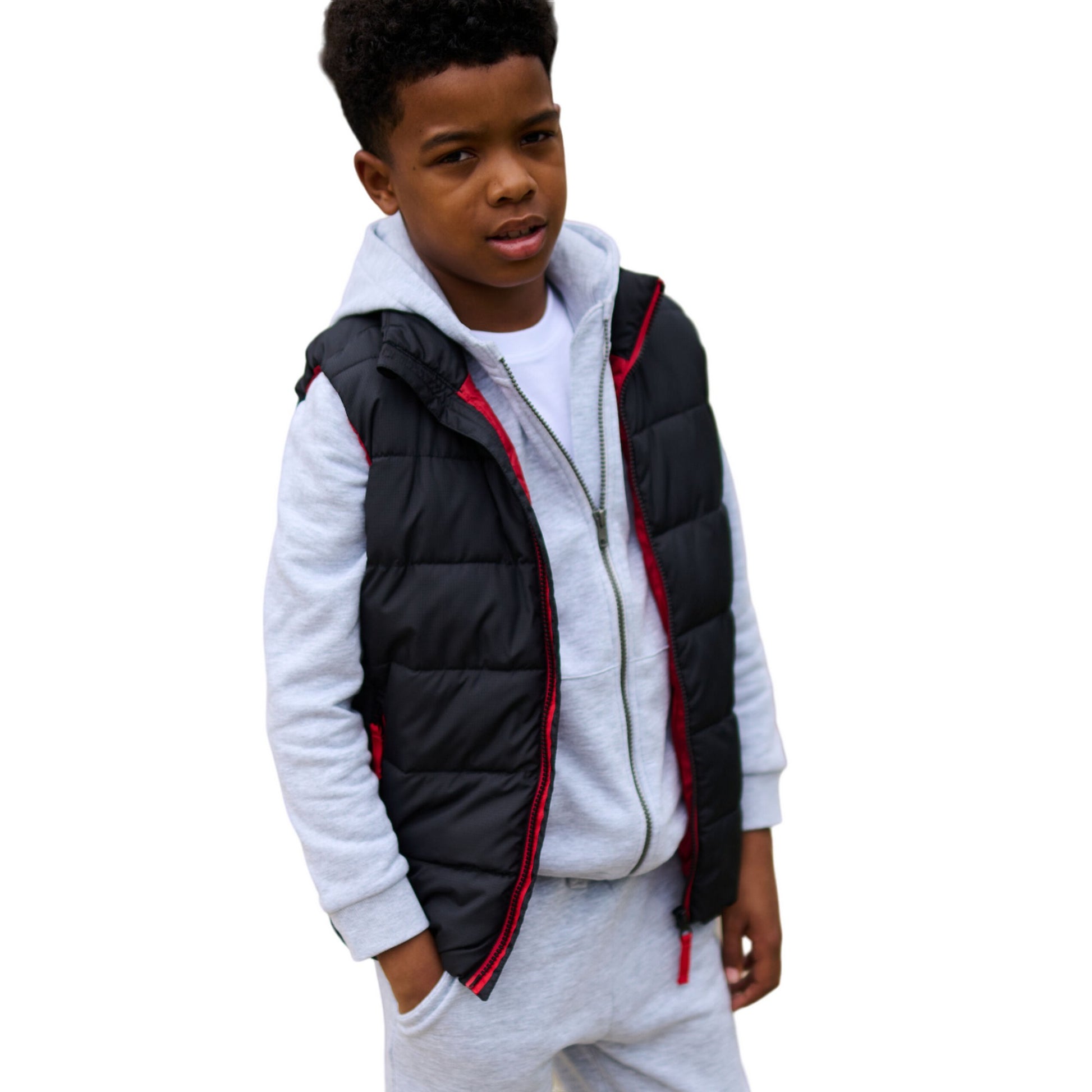 Black-Classic Red - Side - Regjun Childrens-Kids Thermal Body Warmer