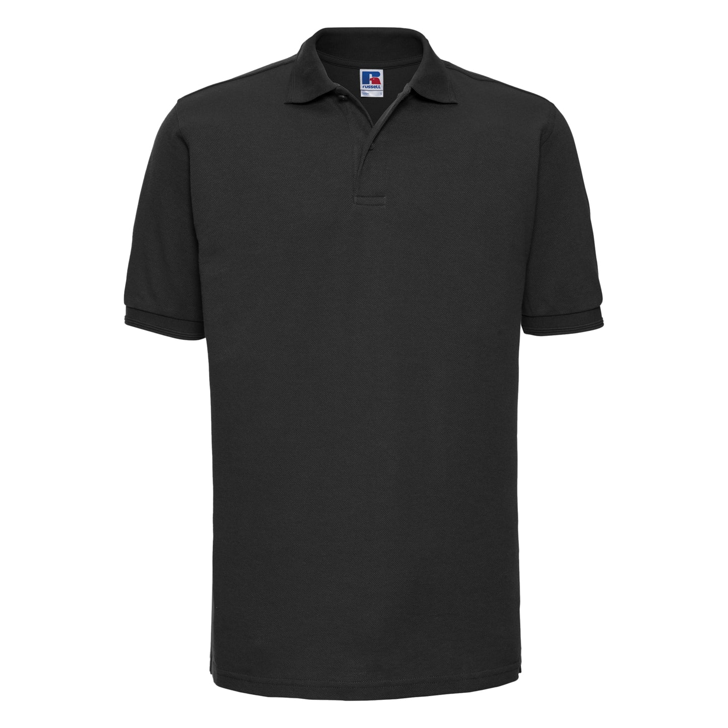 Black - Front - Russell Mens Ripple Collar & Cuff Short Sleeve Polo Shirt