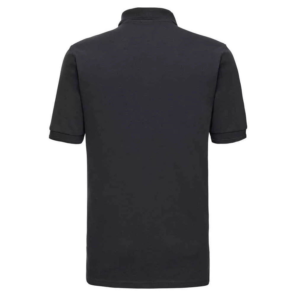 Black - Back - Russell Mens Ripple Collar & Cuff Short Sleeve Polo Shirt
