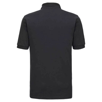 Black - Back - Russell Mens Ripple Collar & Cuff Short Sleeve Polo Shirt