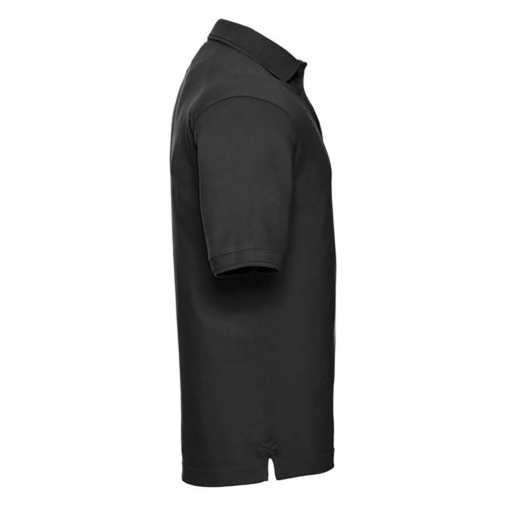 Black - Side - Russell Mens Ripple Collar & Cuff Short Sleeve Polo Shirt
