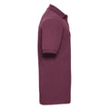 Burgundy - Back - Russell Mens Ripple Collar & Cuff Short Sleeve Polo Shirt