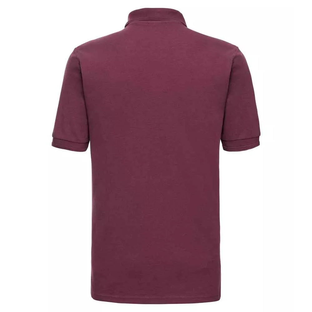 Burgundy - Back - Russell Mens Ripple Collar & Cuff Short Sleeve Polo Shirt