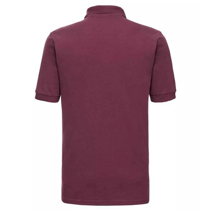 Burgundy - Back - Russell Mens Ripple Collar & Cuff Short Sleeve Polo Shirt