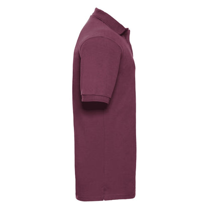 Burgundy - Side - Russell Mens Ripple Collar & Cuff Short Sleeve Polo Shirt